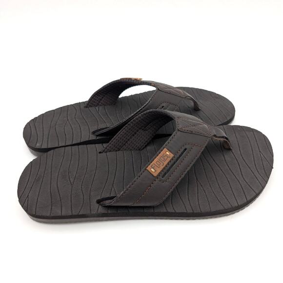 Flojos Waverunner Men's Sporty Flip Flop Sandal Textured Brown Size US7 EU41 - Picture 3 of 10